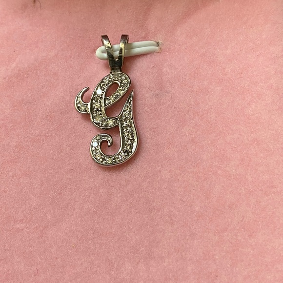 GENUINE DIAMONDS Pendant Charm Initial G Solid 14KT Gold - Picture 4 of 8